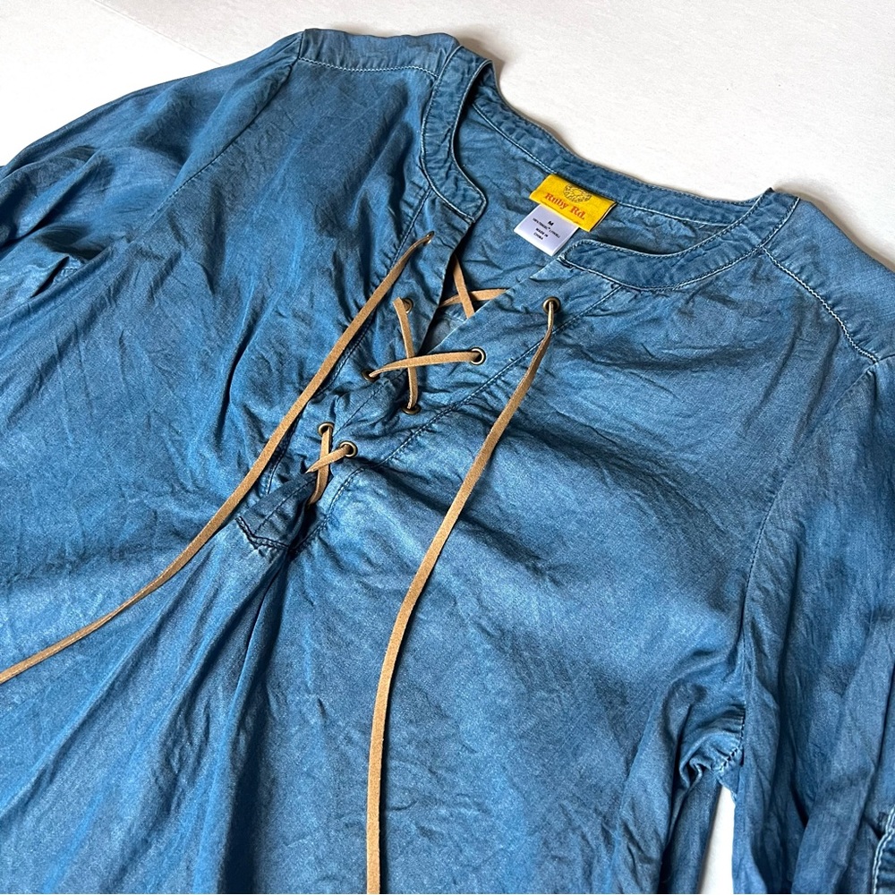 Denim Top with Shoelace Tie